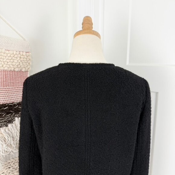 NEW Massimo Dutti Textured Cropped Jacket with Pockets Black Tweed Sz S - Picture 7 of 12